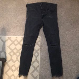 Black distressed denim